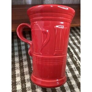 Fiestaware Latte Cappuccino Coffee Tall Pedestal Mug Cobalt Red Made In USA